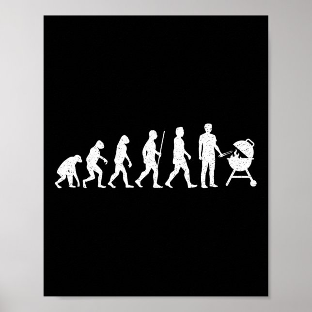 Evolution Grilling Funny Grillen Grill Rbecue Poster (Vorne)