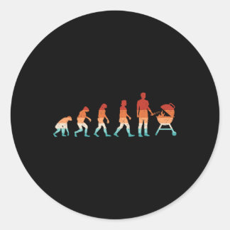 Evolution Grilling Funny Grillen Retro Grill Rbecu Runder Aufkleber