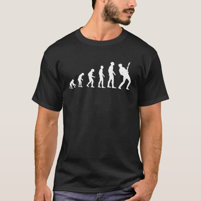 Evolution guitarist man humour electric guitar T-Shirt (Vorderseite)