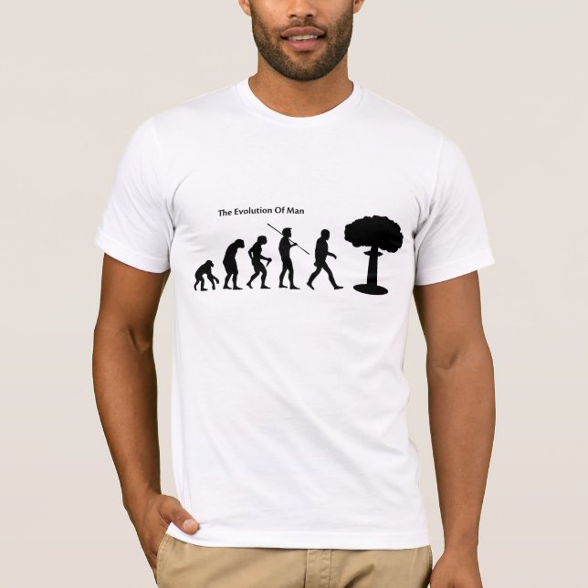Evolution Mann (weißen) Sattrical T - Shirt (Vorderseite)