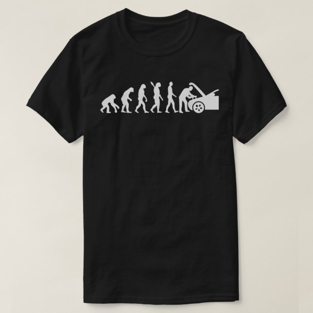 Evolution Mechaniker Funny Automotive Techniker T-Shirt (Design vorne)