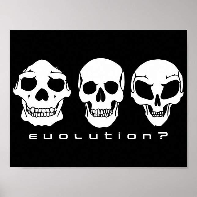 Evolution? Mensch zu Alien Schädelplakat Poster (Vorne)