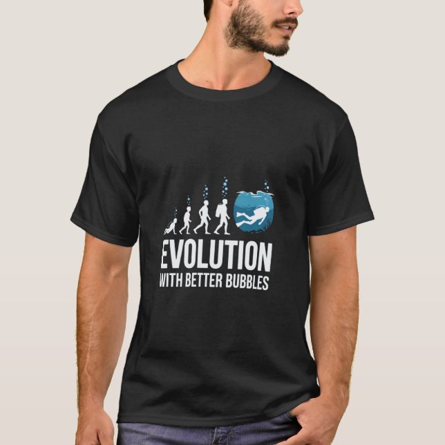 Evolution mit besseren Blasen Tauchen Lustig T-Shirt (Vorderseite)