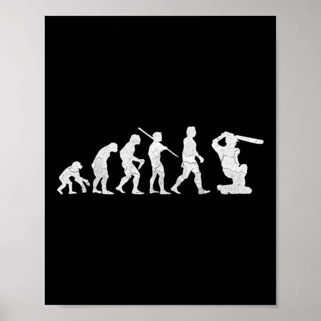 Evolution Of Cricket T Shirt Funny Clic World Gift Poster (Vorne)