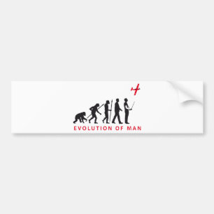evolution of man controling model airplane autoaufkleber