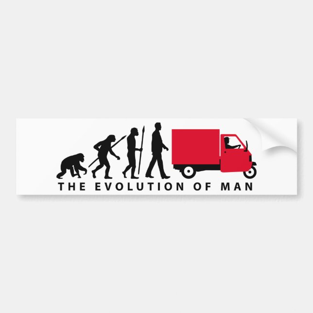Evolution of man Piaggio Ape mini transporter Autoaufkleber (Vorne)