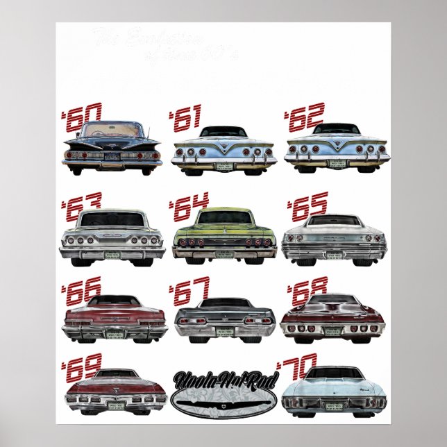 Evolution of the 60s Impala,1960,Hot Rod,Muscle Ca Poster (Vorne)