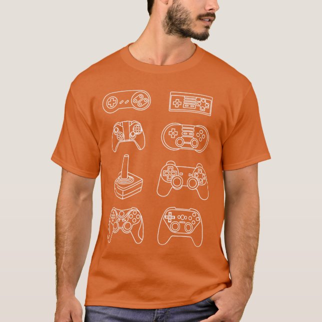 Evolution of Video Game Controllers Geek Nerd Game T-Shirt (Vorderseite)