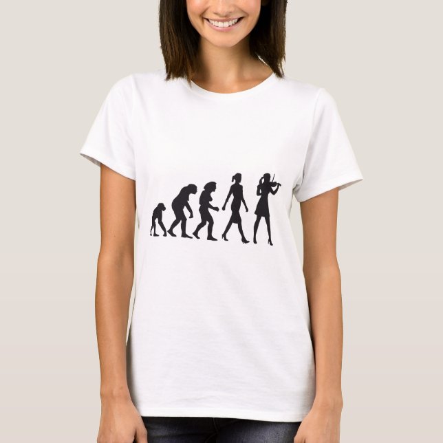 evolution of woman female violin player T-Shirt (Vorderseite)
