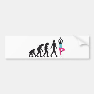evolution of woman yoga position autoaufkleber