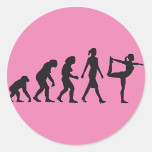 evolution of woman yoga position runder aufkleber