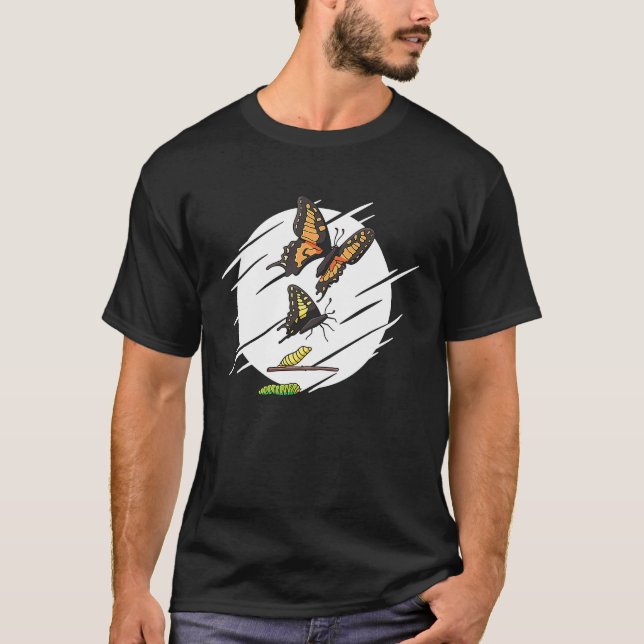 Evolution Raupe Monarchfalter T-Shirt (Vorderseite)
