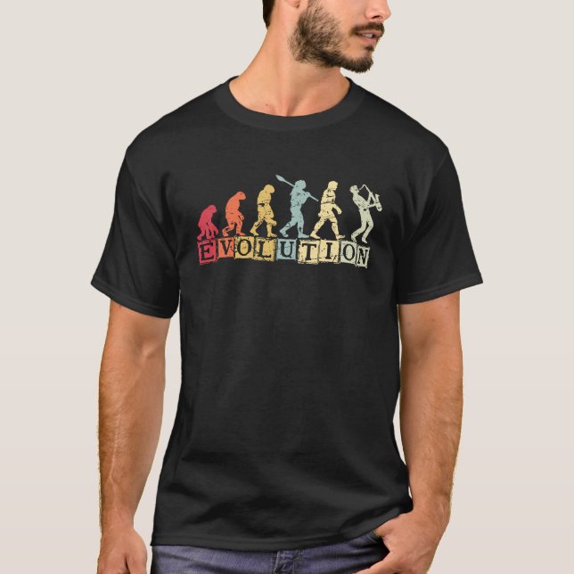 Evolution Saxophone Musician Saxophonist Saxophone T-Shirt (Vorderseite)