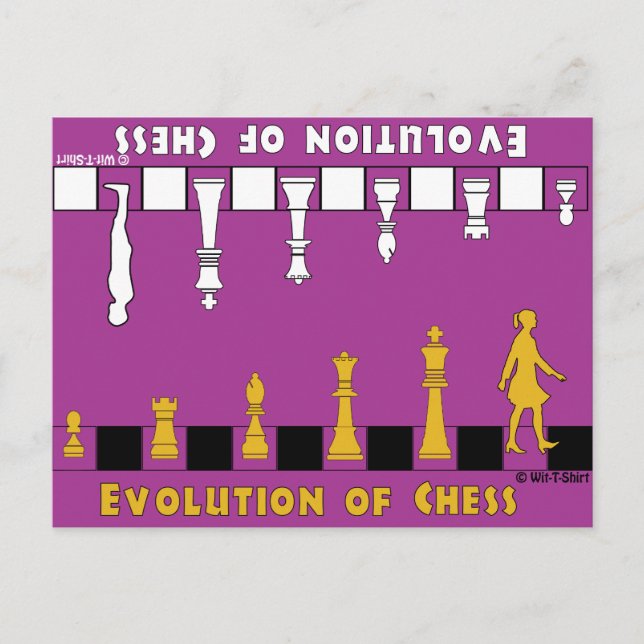 Evolution Schach, Gestaltung des Schachs nach der  Postkarte (Vorderseite)