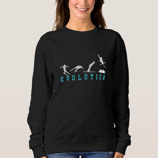 Evolution Ski Jumper Sporty Berge Naturschutz Sweatshirt (Vorderseite)
