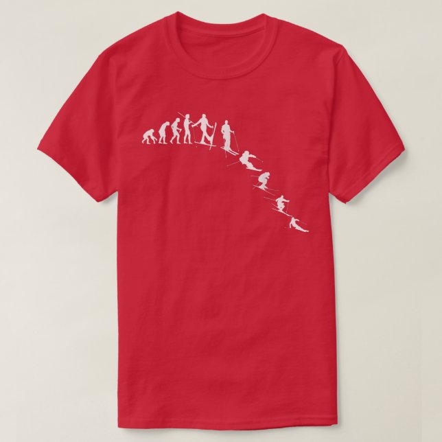 Evolution Skifahren Evolving Man as a Skier, Ski  T-Shirt (Design vorne)