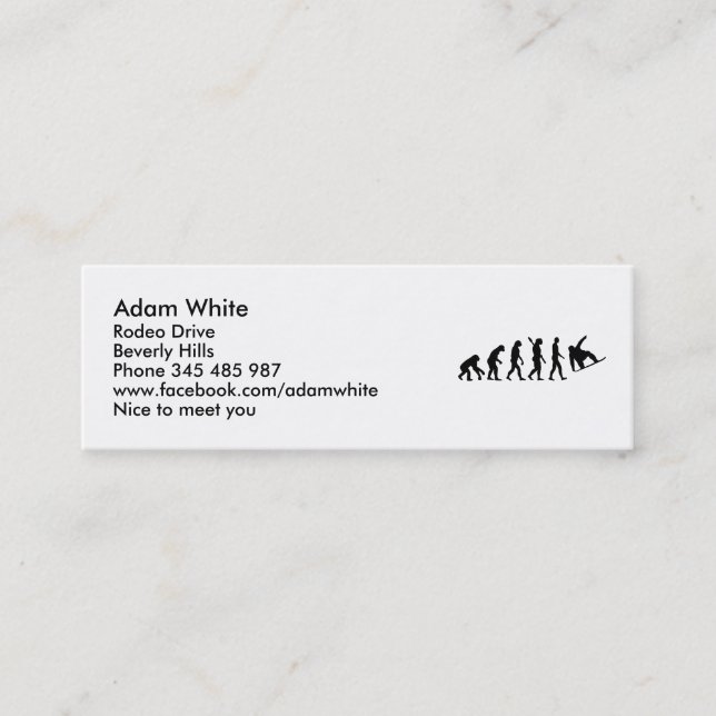 Evolution Snowboarding Mini Visitenkarte (Vorderseite)