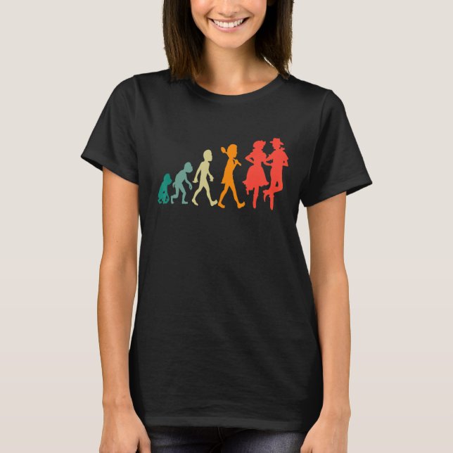 Evolution Square Dance Funny Retro T-Shirt (Vorderseite)