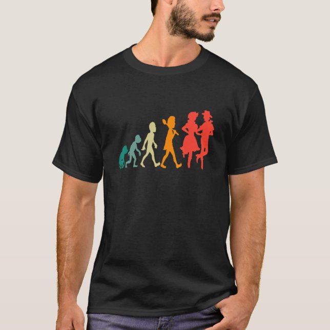 Evolution Square Dance Lustig Retro T-Shirt (Vorderseite)