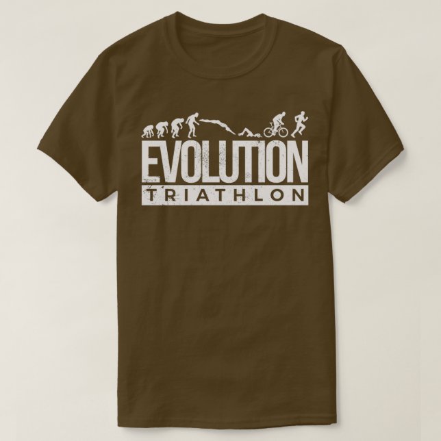 Evolution Triathlon Funny Triathlete Caveman T-Shirt (Design vorne)