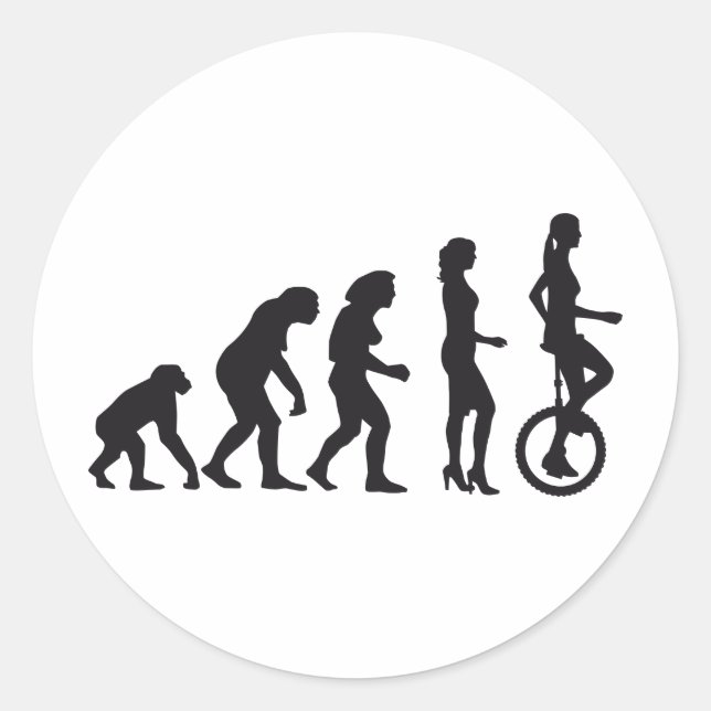 evolution unicycle runder aufkleber (Vorderseite)