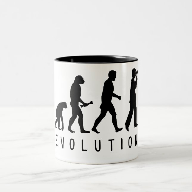 Evolution: Vogelbeobachter Zweifarbige Tasse (Mittel)