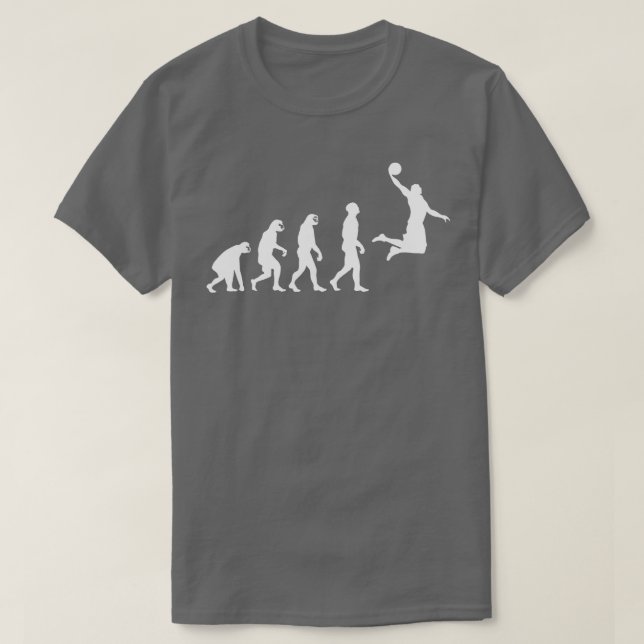 Evolution vom Affenreifen zum menschlichen Basketb T-Shirt (Design vorne)