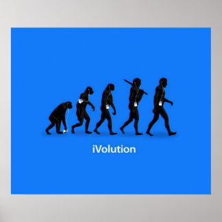 Evolution von Ape zum Mann mit iPod Poster