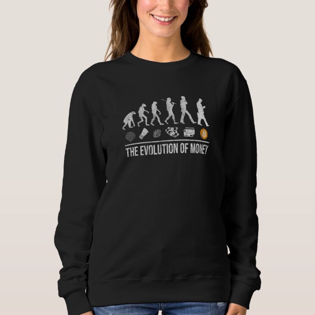 Evolution von Geld Bitcoin Elon Btc Musk Krypt Med Sweatshirt (Vorderseite)