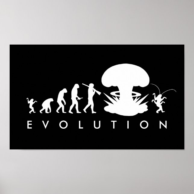 Evolution von Mensch und Kakerlake — Funny Evoluti Poster (Vorne)