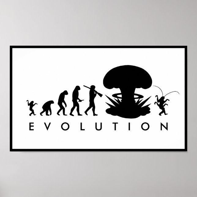 Evolution von Mensch und Kakerlake — Funny Evoluti Poster (Vorne)