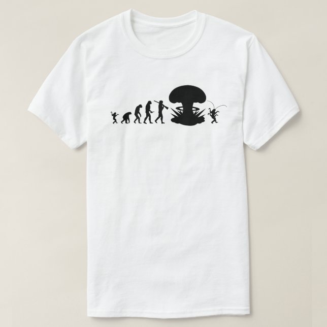 Evolution von Mensch und Kakerlake — Funny Evoluti T-Shirt (Design vorne)
