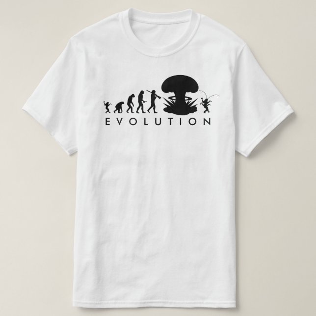Evolution von Mensch und Kakerlake — Funny Evoluti T-Shirt (Design vorne)