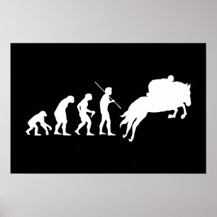 Evolution von Mensch zu Pferd Poster