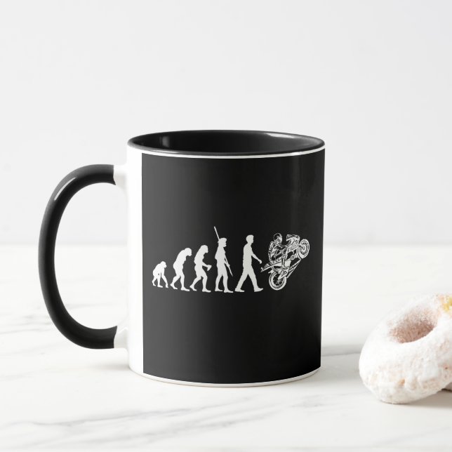 Evolution von Motorradfahrern Tasse (Mit Donut)