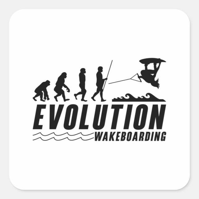 Evolution Wakeboard Weckte Wakeboarder Quadratischer Aufkleber (Vorderseite)