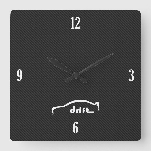 Evolution X Drift Brushstroke-Logo Quadratische Wanduhr (Vorderseite)