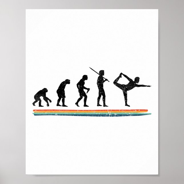 Evolution Yoga Lustig Vintage  Poster (Vorne)
