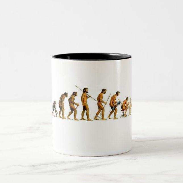 Evolution zum Computer Zweifarbige Tasse (Mittel)