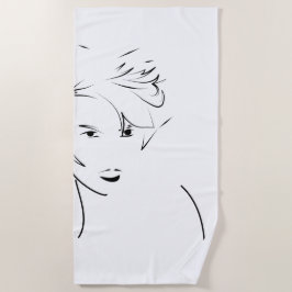 Evolutions-Schwarze Linie Art Stilized Weibliche T Strandtuch