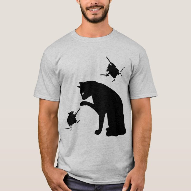 Evolutionsmäuse gegen Katze T-Shirt (Vorderseite)