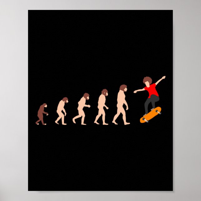 Evolutionstheorie Skateboarding Lustig  Poster (Vorne)