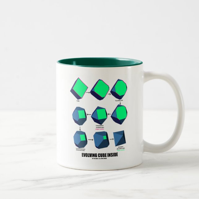 Evolving Cube Inside (Mathematik & Geometrie) Zweifarbige Tasse (Rechts)