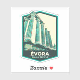 Evora Diana Temple Illustration Portugal Sticker