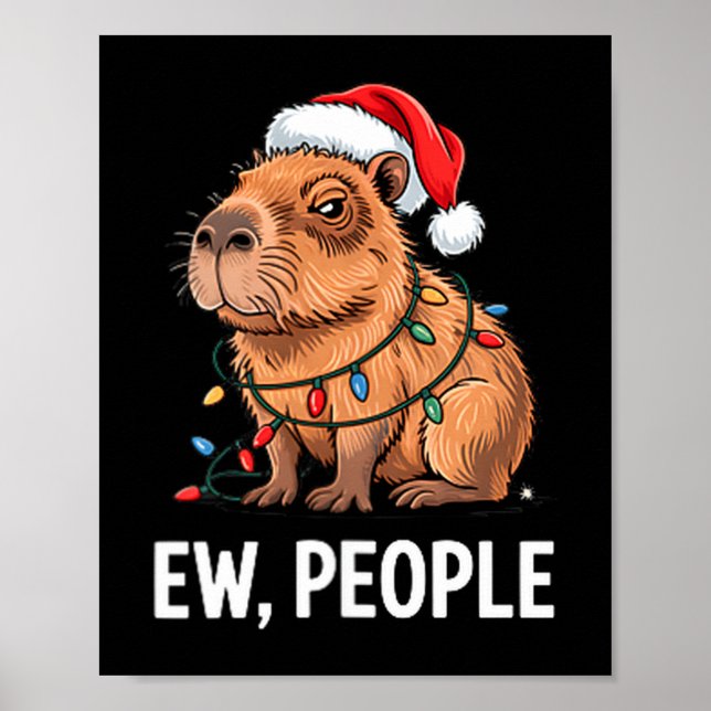 Ew Leute Capybara Weihnachtsbeleuchtung Lustiger I Poster (Vorne)