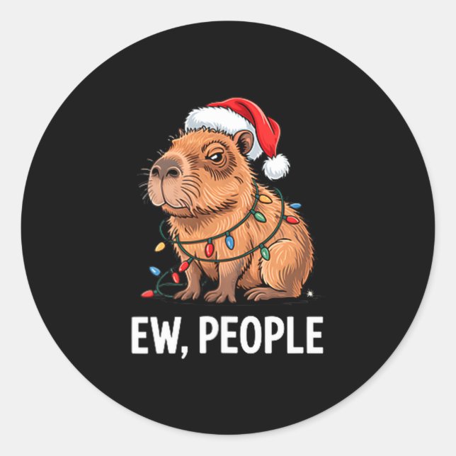 Ew Leute Capybara Weihnachtslichter Lustiger Intro Runder Aufkleber (Vorderseite)