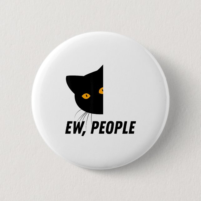 Ew Leute Retro-Katze Lustiger Introvertierter Vint Button (Vorderseite)