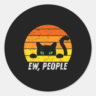 Ew Leute Retro-Katze Lustiger Introvertierter Vint Runder Aufkleber