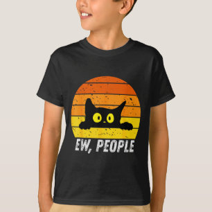 Ew Leute Retro-Katze Lustiger Introvertierter Vint T-Shirt