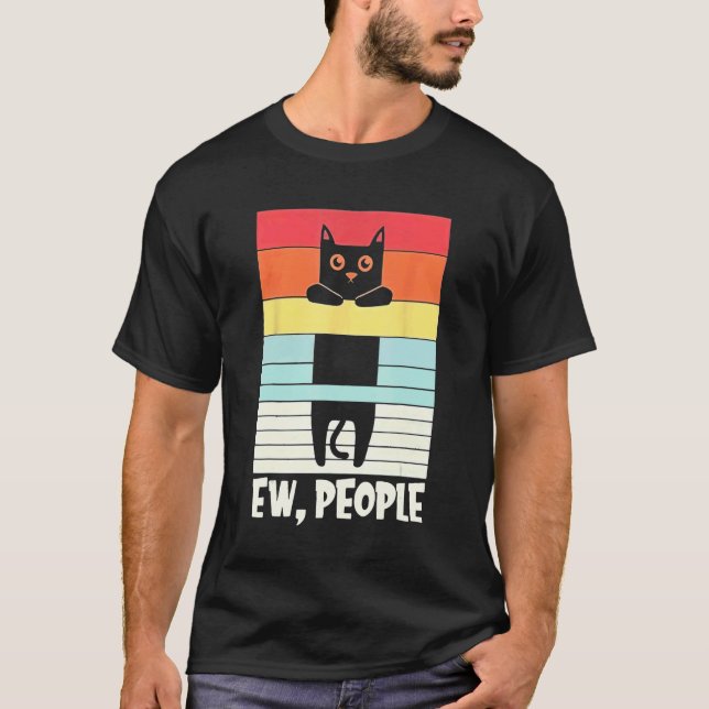Ew Leute Vintage Schwarze Katze T-Shirt (Vorderseite)
